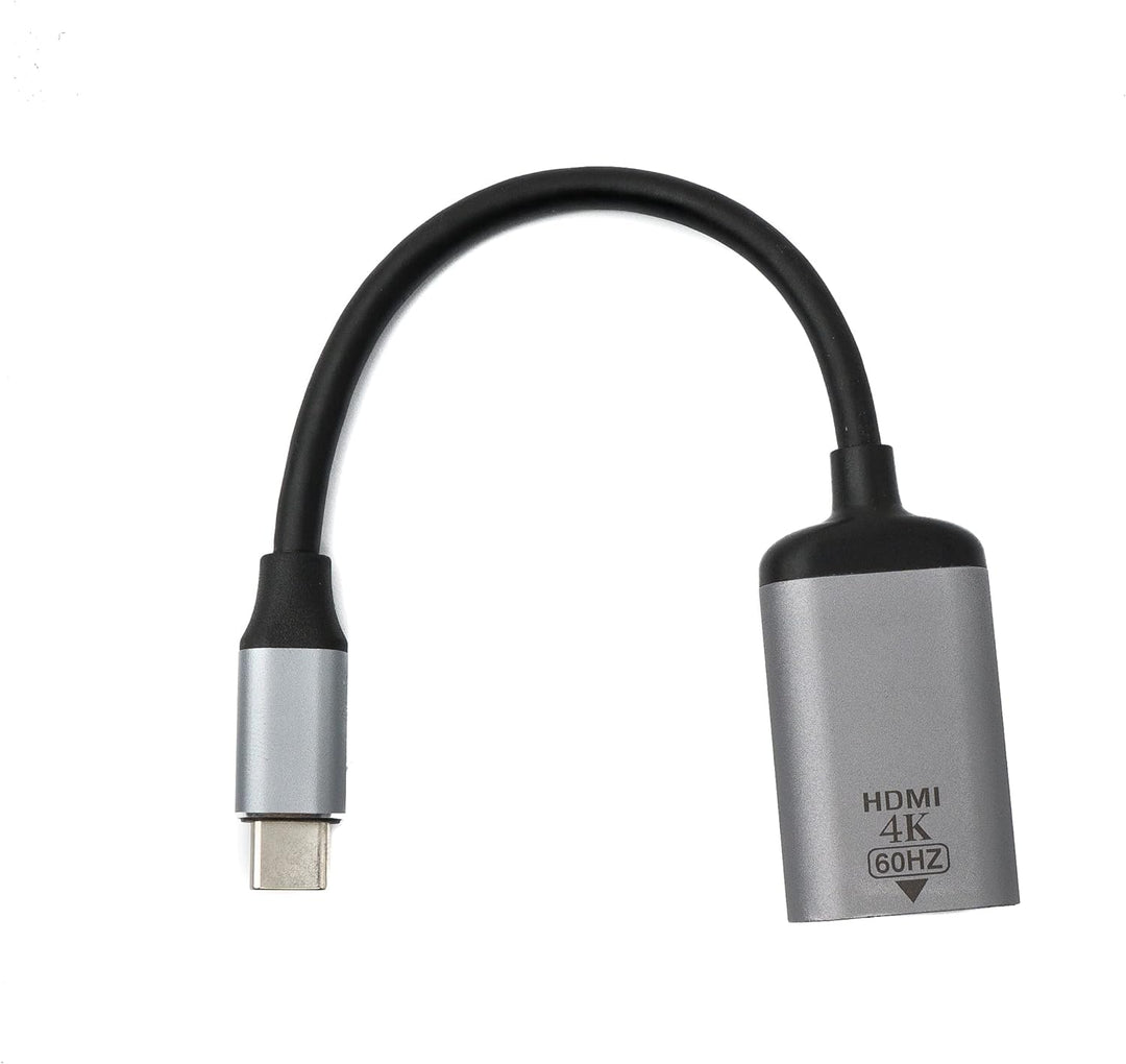 System-S HDMI Kabel 15 cm 4K Standard Buchse zu USB 3.1 Typ C Stecker Adapter in Grau