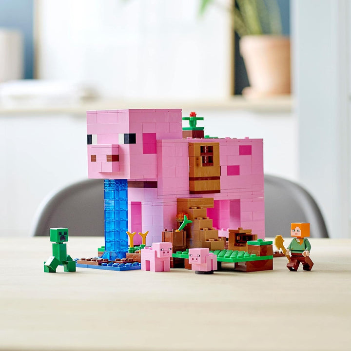 LEGO 21170 Minecraft Das Schweinehaus Bauset mit Figuren: Alex, Creeper und 2 Schweinefiguren, Tier-
