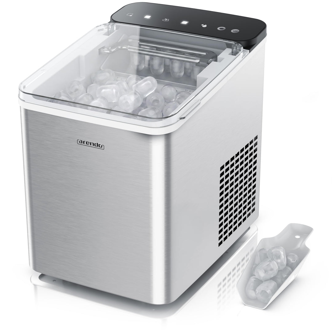 Arendo – Eiswürfelmaschine Edelstahl – Ice Cube Maker – 150 W – 12 kg Eis pro Tag – Automatische Abs