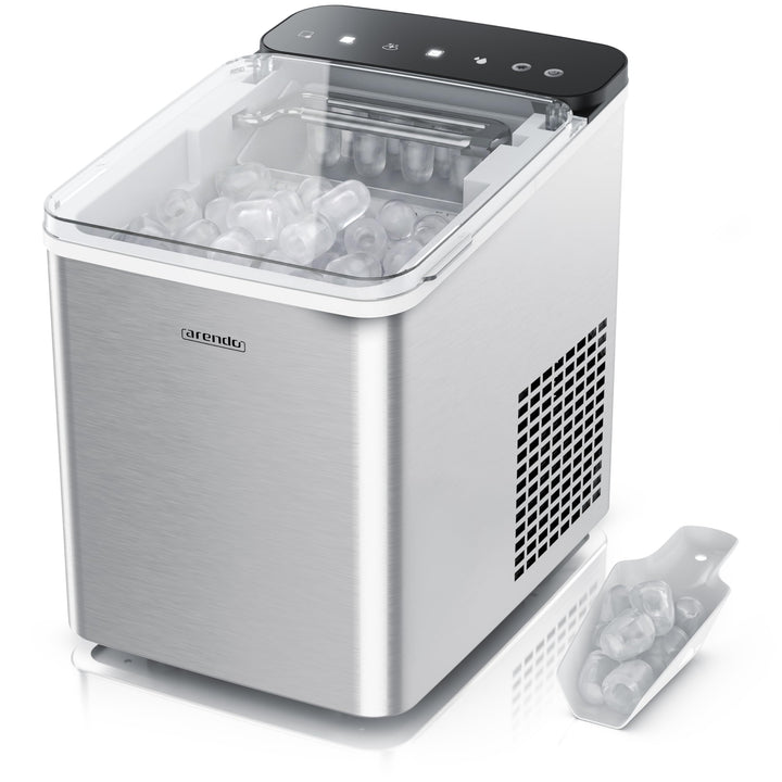 Arendo – Eiswürfelmaschine Edelstahl – Ice Cube Maker – 150 W – 12 kg Eis pro Tag – Automatische Abs