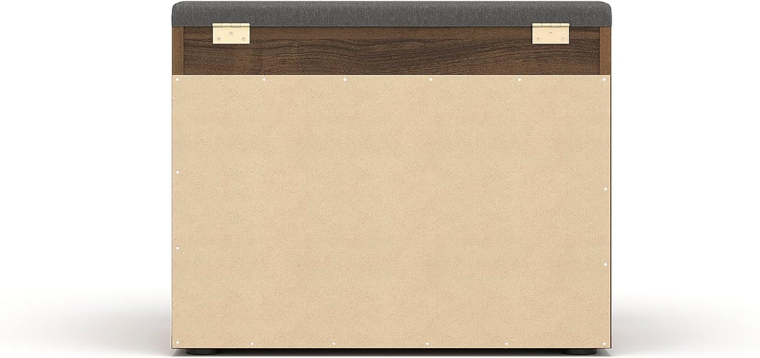KOMTO Schuhbank mit Sitzfläche - Schuhregal Bank mit Stauraum Nussbaum 60 x 48 x 32 cm Kleiner Schuh