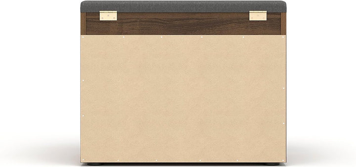 KOMTO Schuhbank mit Sitzfläche - Schuhregal Bank mit Stauraum Nussbaum 60 x 48 x 32 cm Kleiner Schuh