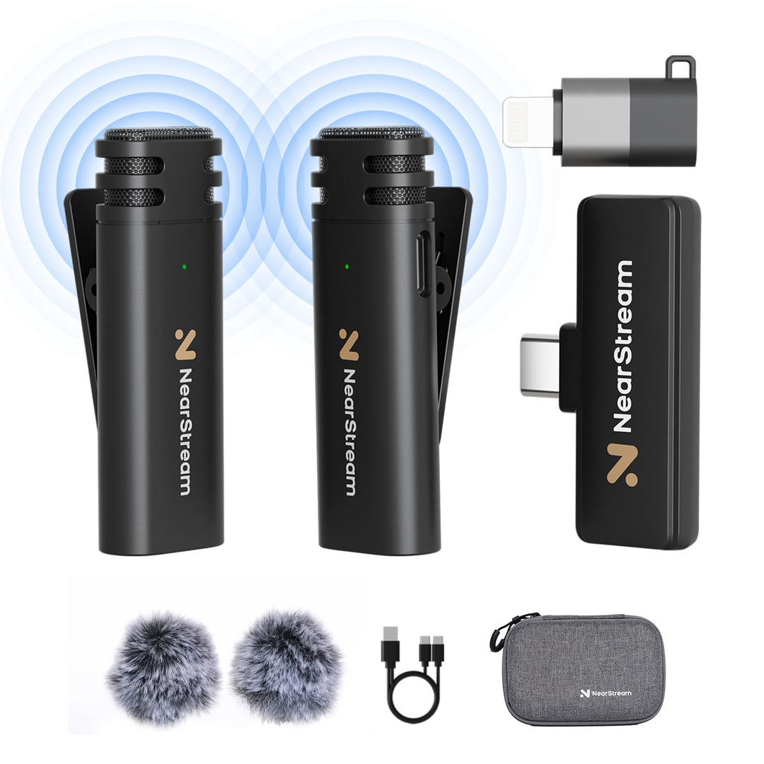 NearStream Mini Wireless Lavalier Mikrofon für PC, Computer, Revers Smartphone, Mikrofon Wireless fü