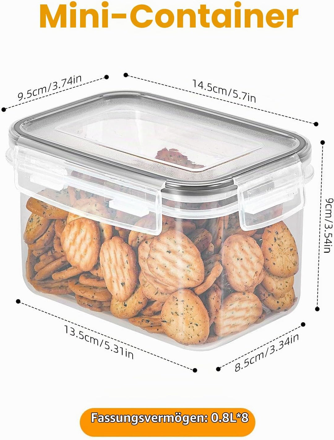 0.8L Vorratsdosen Luftdicht 8er Set, Müsli Schüttdose &amp; Frischhaltedosen, BPA frei Kunststoff luftdi