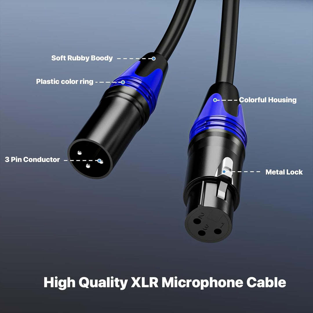 EBXYA XLR-Kabel Mikrofonkabel 1M 2Packs symmetrischer Stecker auf Buchse XLR-Patchkabel für DMX, Stu