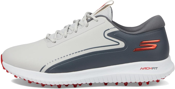 Skechers Herren Go Golf Drive 5 wasserdichte stachellose Leder Golfschuhe 45.5 EU Grau Rot, 45.5 EU