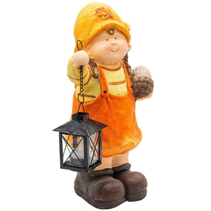Wichtelstube-Kollektion XL 35cm hoch Gerda mit Laterne im Frühherbst Gartendeko für den Herbst deko
