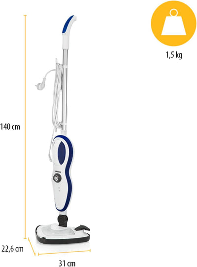 Tristar 10-in-1 Dampfreiniger/Dampfmop für Hartböden und Teppiche, Abnehmbarer Schlauch - Multifunkt