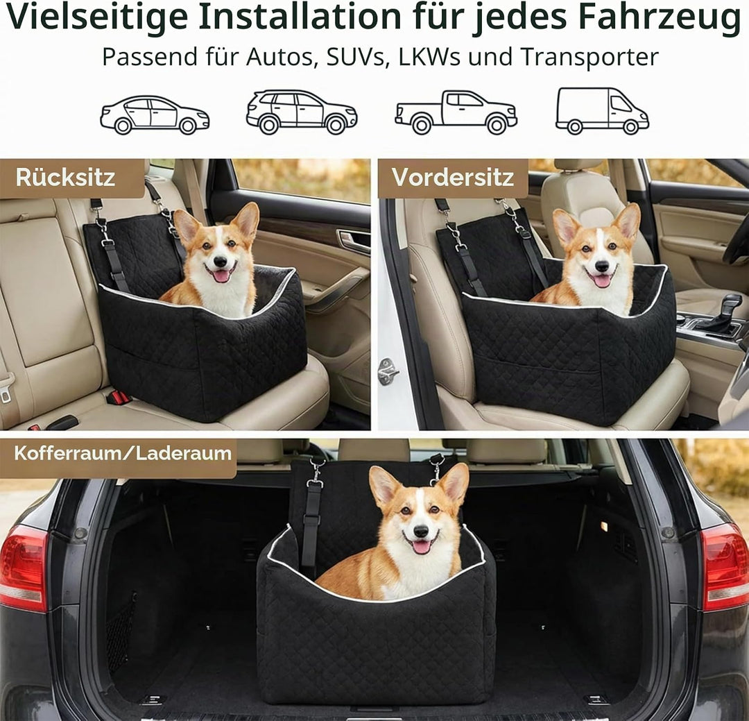 Hunde Autositz für kleine und mittlere Hunde bis 15,8 kg Hundesitz Auto mit 2 Sicherheitsgurten und
