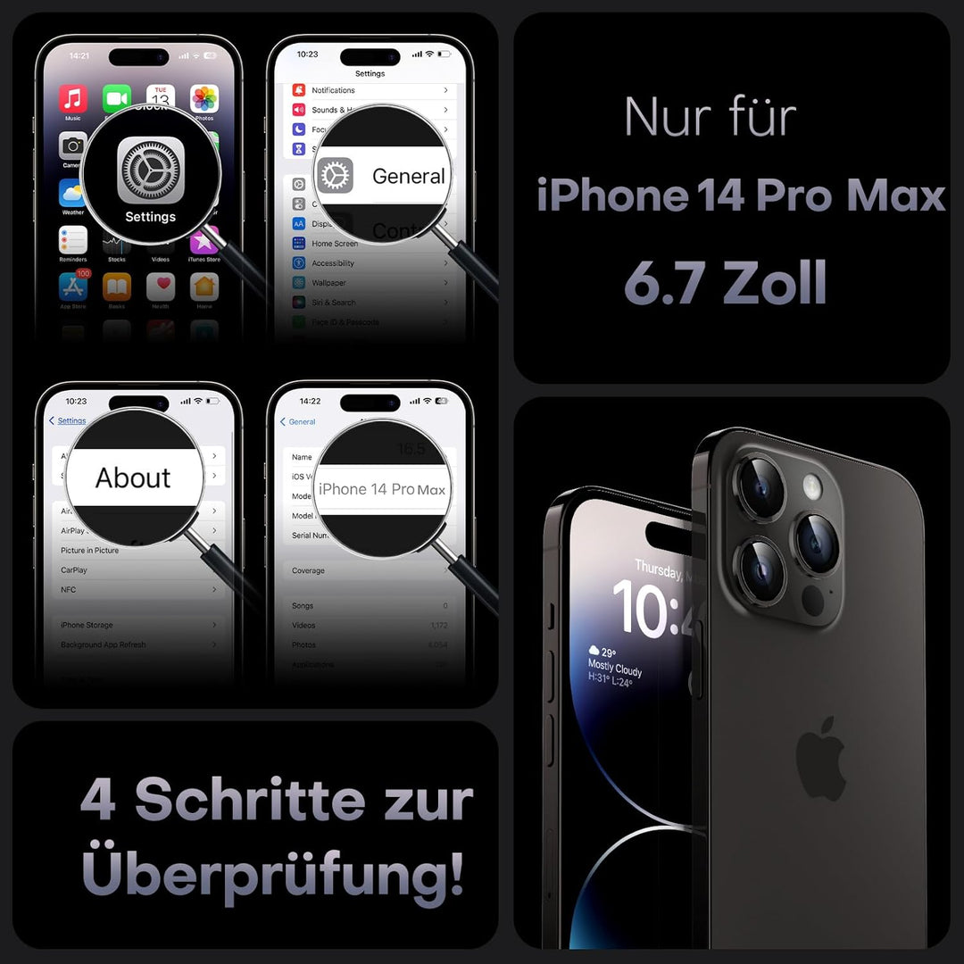 TOCOL 3 in 1 für iPhone 14 Pro Max Hülle für Magsafe, mit 2 Schutzglas, Vollständiger Kameraschutz S