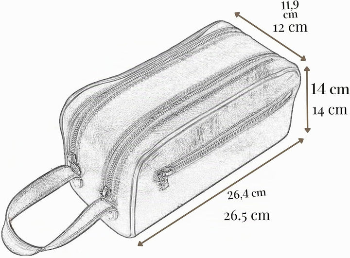 Kulturbeutel Leder Herren - Kosmetikbeutel - Waschtasche für Männer - 100% Echtleder - Hochwertige K