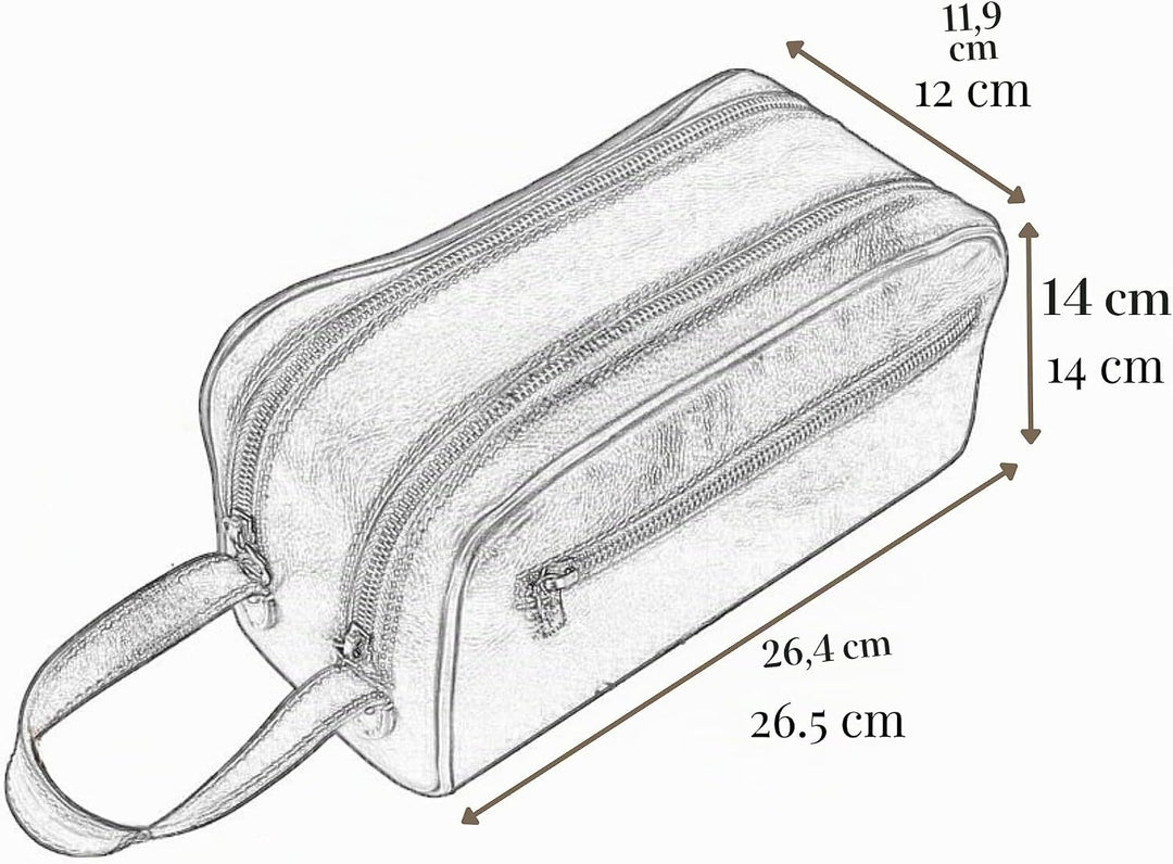 Kulturbeutel Leder Herren - Kosmetikbeutel - Waschtasche für Männer - 100% Echtleder - Hochwertige K