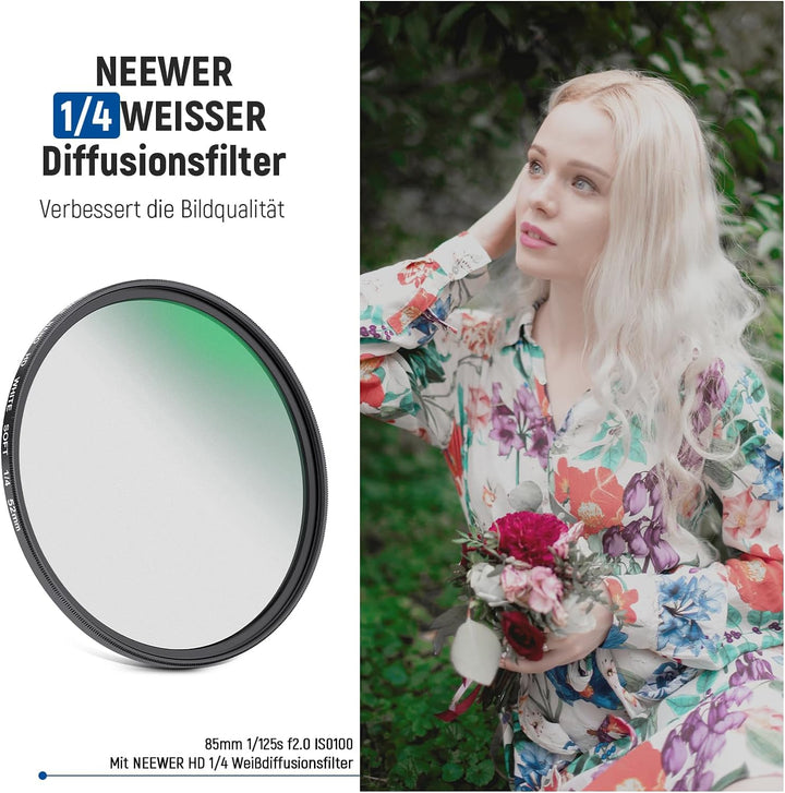 NEEWER 52mm weicher weisser Diffusion 1/4 Filter Weisse Diffusion Träumerischer Kinoeffekt, ultradün
