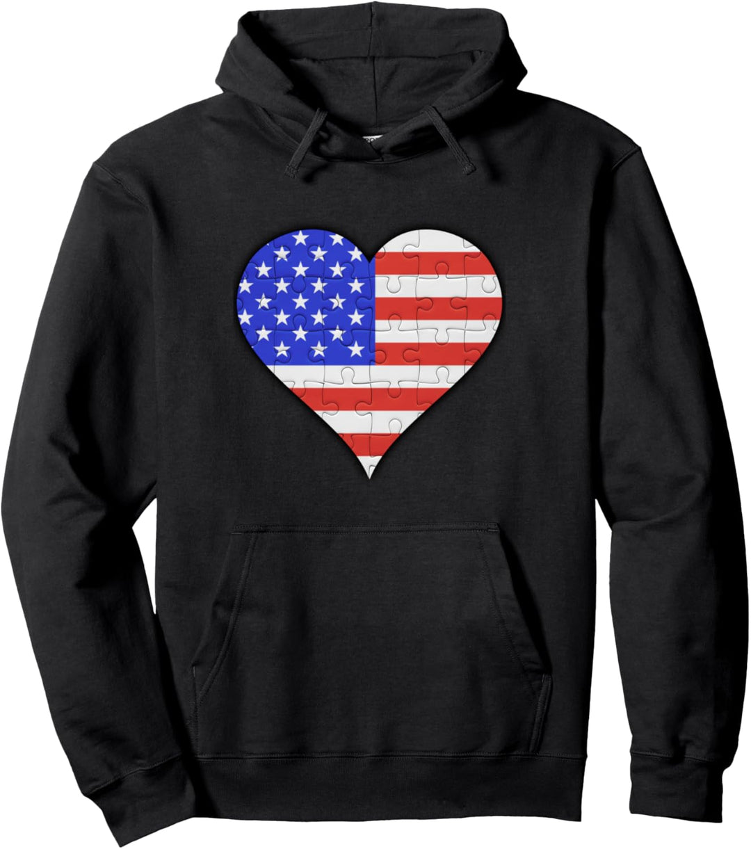 USA amerikanische Flagge Herz Pullover Hoodie