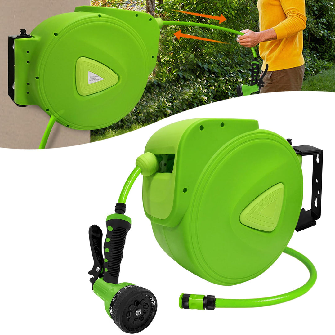 FIVMEN Schlauchtrommel Gartenschlauch 20m Trommel Wasserschlauch Schlauchaufroller 3/4 Zoll mit Mult