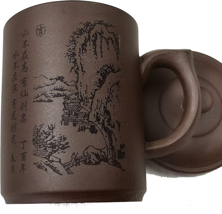Lila Sand Ton Teetasse 500 ml Chinesische Zisha Teetassen Griff Lippe Tassen (schwarz), Schwarz