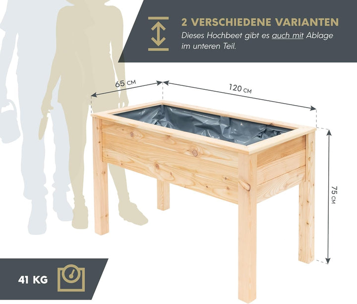 WESTMANN Hochbeet Emily aus Lärchenholz | 120x65x75 cm Natur | Kräuterbeet für den Aussenbereich | S