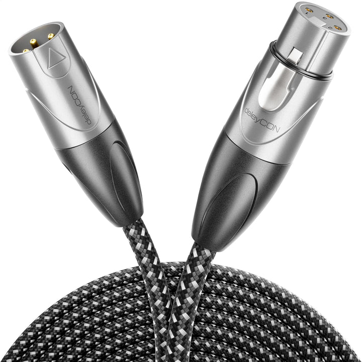 deleyCON 15m Mikrofonkabel XLR Stecker auf XLR Busche (Studio Qualität, OFC Kupfer) - Für Mikrofone,
