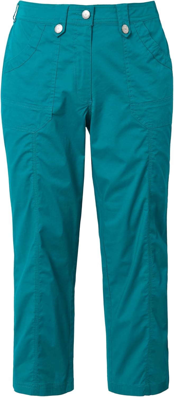 Ulla Popken Damen grosse Grössen Cargohose mit Krempelbein Hose 50W / 32L Klassisch Petrol, 50W / 32