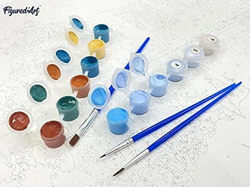 Figured'Art Malen Nach Zahlen Erwachsene Mit Rahmen Kleiner Hafen - Paint by Numbers Basteln DIY Bas
