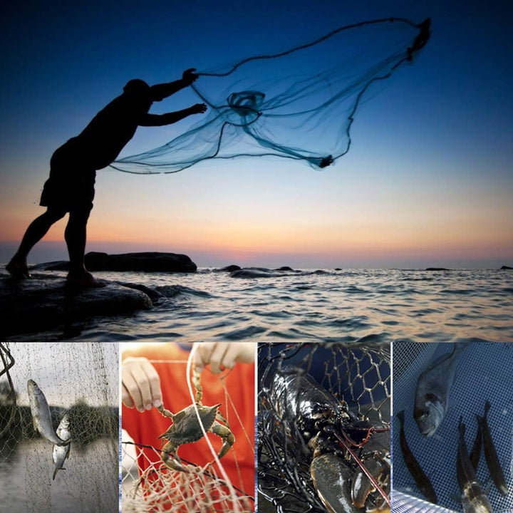 Wurfnetz Zum Fischen, Tragbares Fischernetz, Nylon Mesh Fischnetz zum Fangen von Angelnetz Angelzube