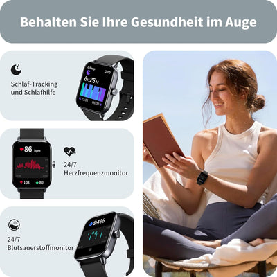 Smartwatch Herren mit Telefonfunktion und Alexa Built-in, 1.8" Fitnessuhr mit Schrittzähler Herzfreq