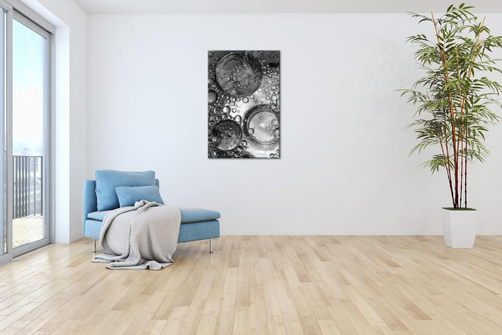 deyoli fantastische grüne Wasserblasen Effekt: Schwarz/Weiss im Format: 80x60 als Leinwandbild, Moti
