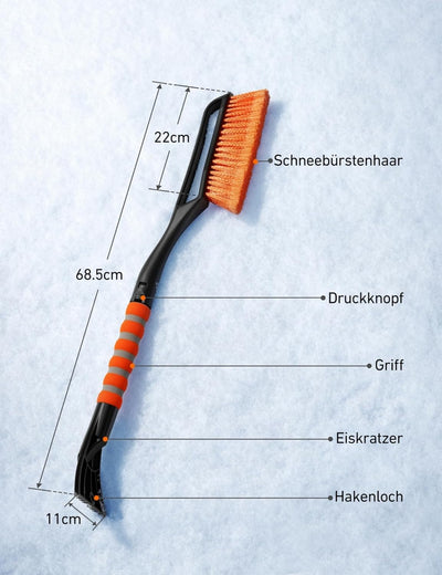 AstroAI Eiskratzer Auto mit Besen Schneebesen Abnehmbarer 68CM Lang mit grosse Kante Borsten & Ergon