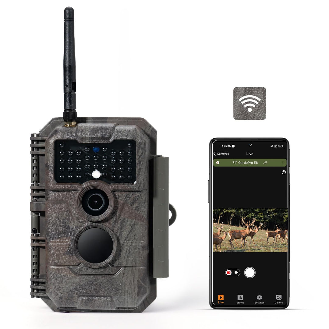 GardePro E6 Wildkamera WLAN Antenne 24MP 1296P mit Bewegungsmelder Nachtsicht No Glow Infrarot 940nm
