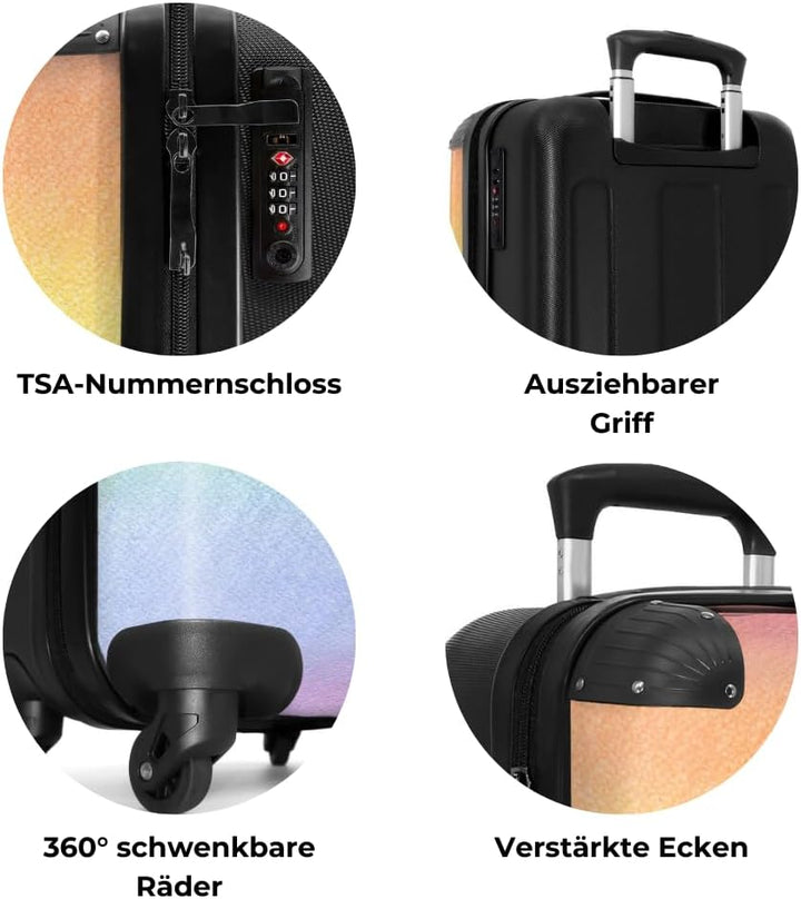 NoBoringSuitcases.com® Kinderkoffer Koffer handgepäck Trolley, Reisetrolley - Regenbogen - Pastellfa