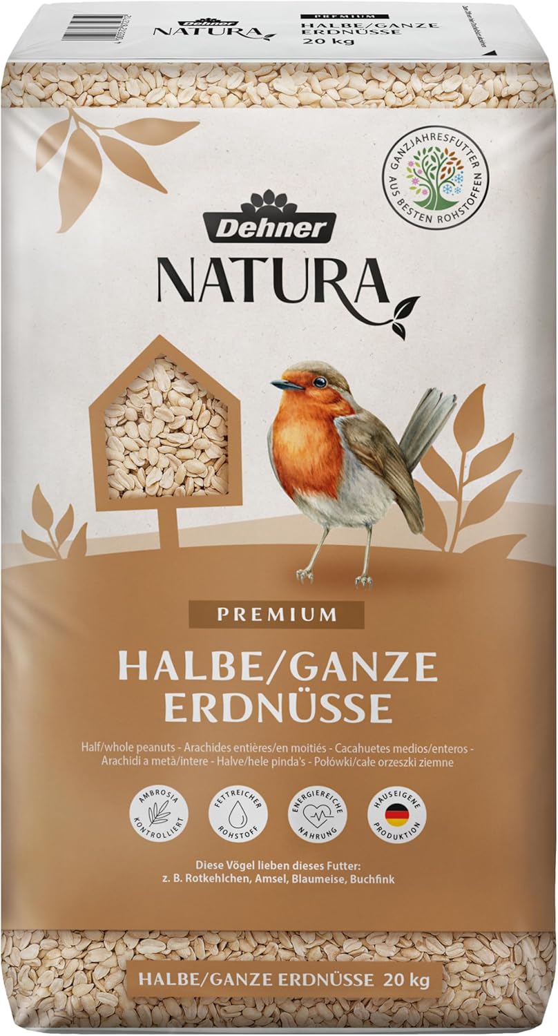 Dehner Natura Wildvogelfutter, halbe/ganze Erdnüsse, 20 kg halbe/ganze Erdnüsse 20 kg (1er Pack), ha