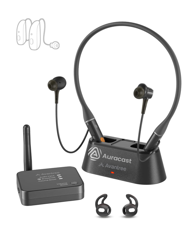 Avantree Aura Loop – Next-Gen Funkkopfhörer Kabellos für TV Fernseher mit Auracast &amp; Ladestation, 3