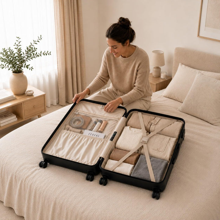 Aerolite Leichter Rollkoffer L, 100 l – Reisekoffer mit Rollen, TSA-Zahlenschloss &amp; robuster Hartsch