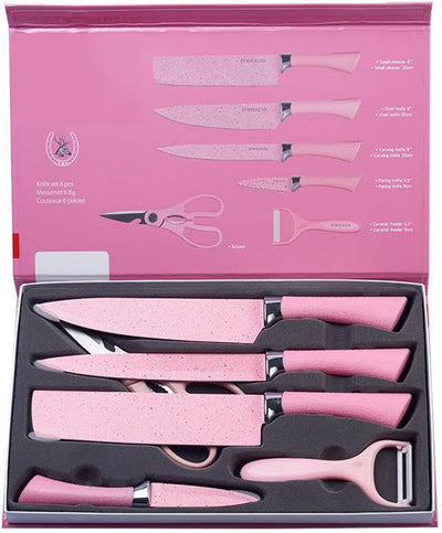 Buntes Messerset, Buntes Küchenmesserset Feine Verarbeitung für Gemüse (Rosa), Rosa