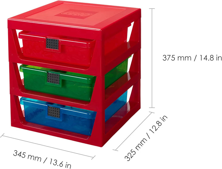 Room Copenhagen LEGO Aufbewahrungsregal mit 3 Schubladen, Einheitsgrösse, Rot, Rot