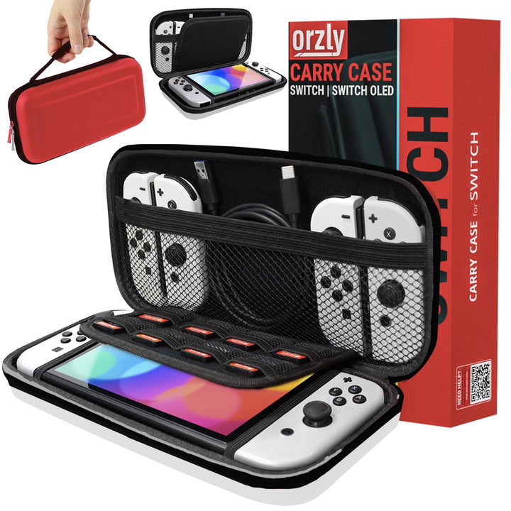 Orzly Tragetasche Kompatibel mit Nintendo Switch und New Switch OLED-Konsole - Schwarze schützende H