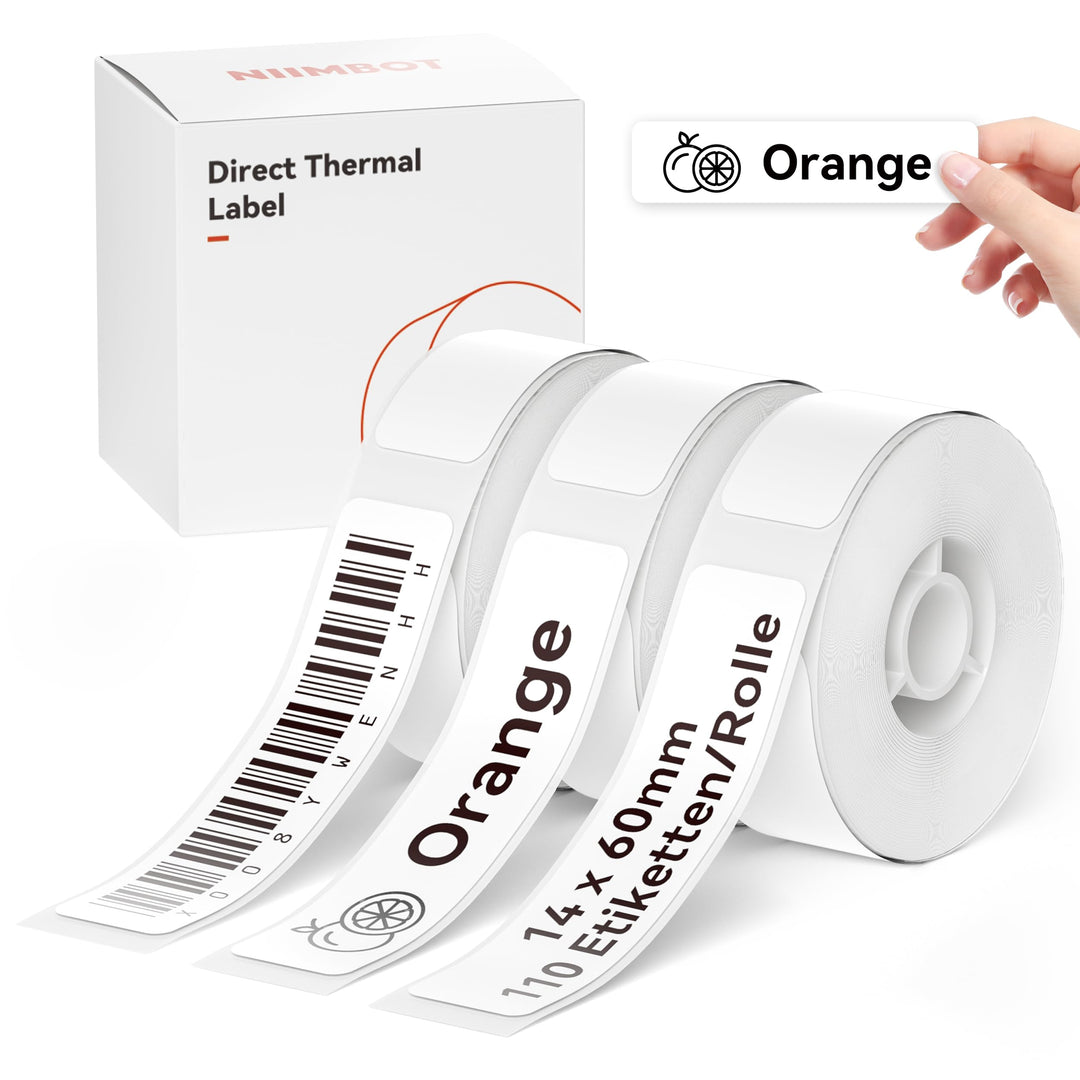 NIIMBOT Thermo Etiketten Selbstklebend, 14 x 60mm Etikettendrucker Thermopapier Kompatibel mit dem D