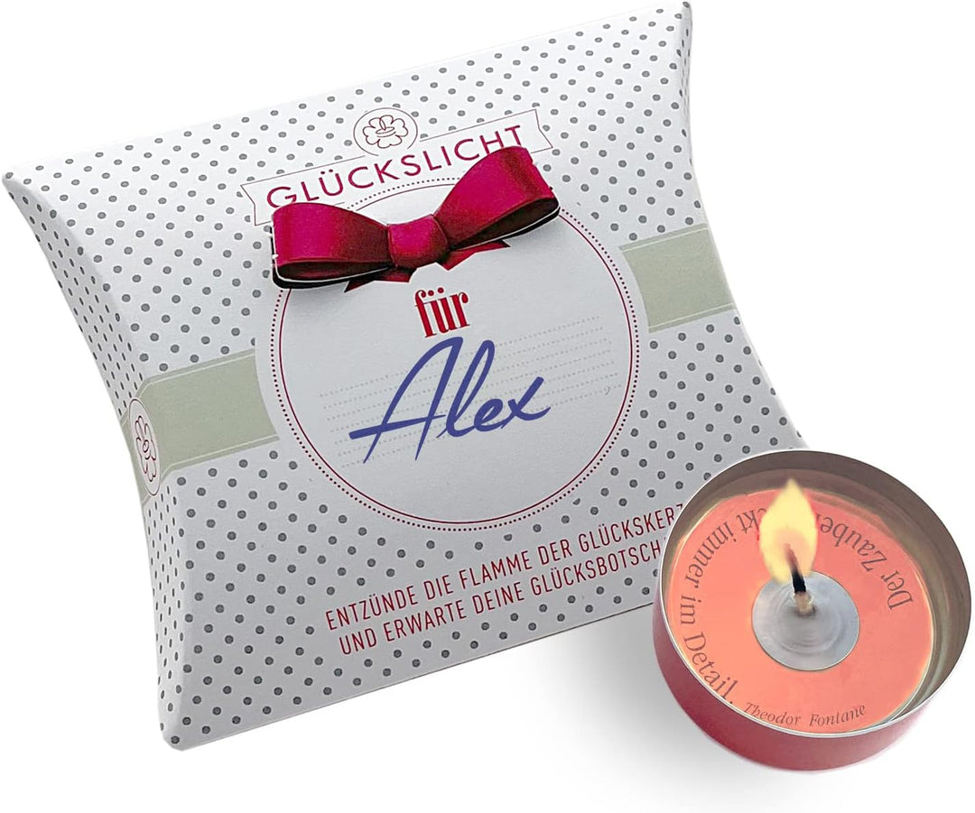 Glückslicht/Dots/Glückslicht für … / personalisierbar/Elegante weisse Geschenkbox mit zartgrünen Pun