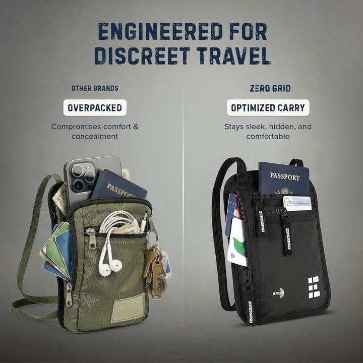 Brusttasche Brustbeutel mit RFID Blocker Reisegeldbeutel Reisedokumententasche EINWEG Einheitsgrösse