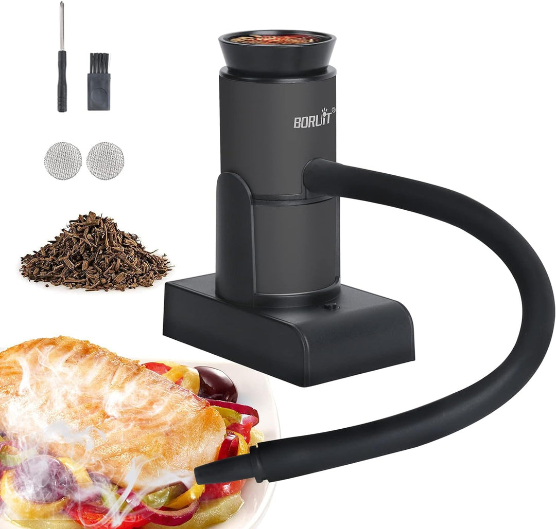 BORUIT Rauchen Gun Lebensmittel Raucher Portable Holz Cocktails Rauch Infuser mit Holzchips, Lebensm