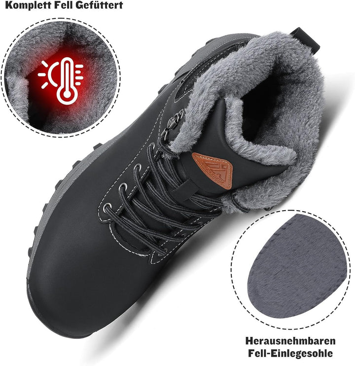 Mishansha Warme Gefüttert Winterschuhe Herren Damen Wasserabweisend Winterstiefel Wanderschuhe Gr.36