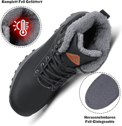 Mishansha Warme Gefüttert Winterschuhe Herren Damen Wasserabweisend Winterstiefel Wanderschuhe Gr.36