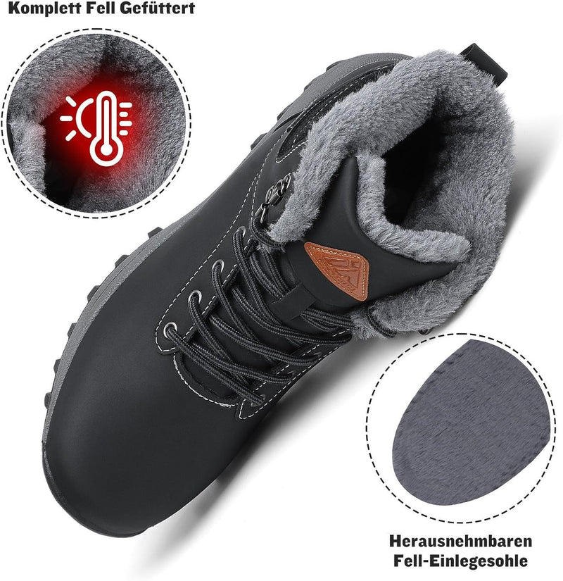 Mishansha Warme Gefüttert Winterschuhe Herren Damen Wasserabweisend Winterstiefel Wanderschuhe Gr.36