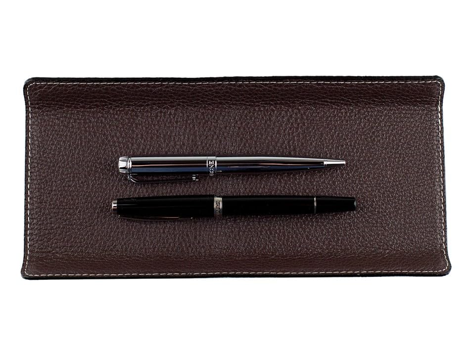 DELMON VARONE - Federschale aus Premium Leder Soft Grain braun - Echtleder Stiftablage für Kugelschr