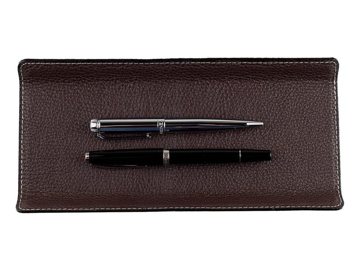 DELMON VARONE - Federschale aus Premium Leder Soft Grain braun - Echtleder Stiftablage für Kugelschr