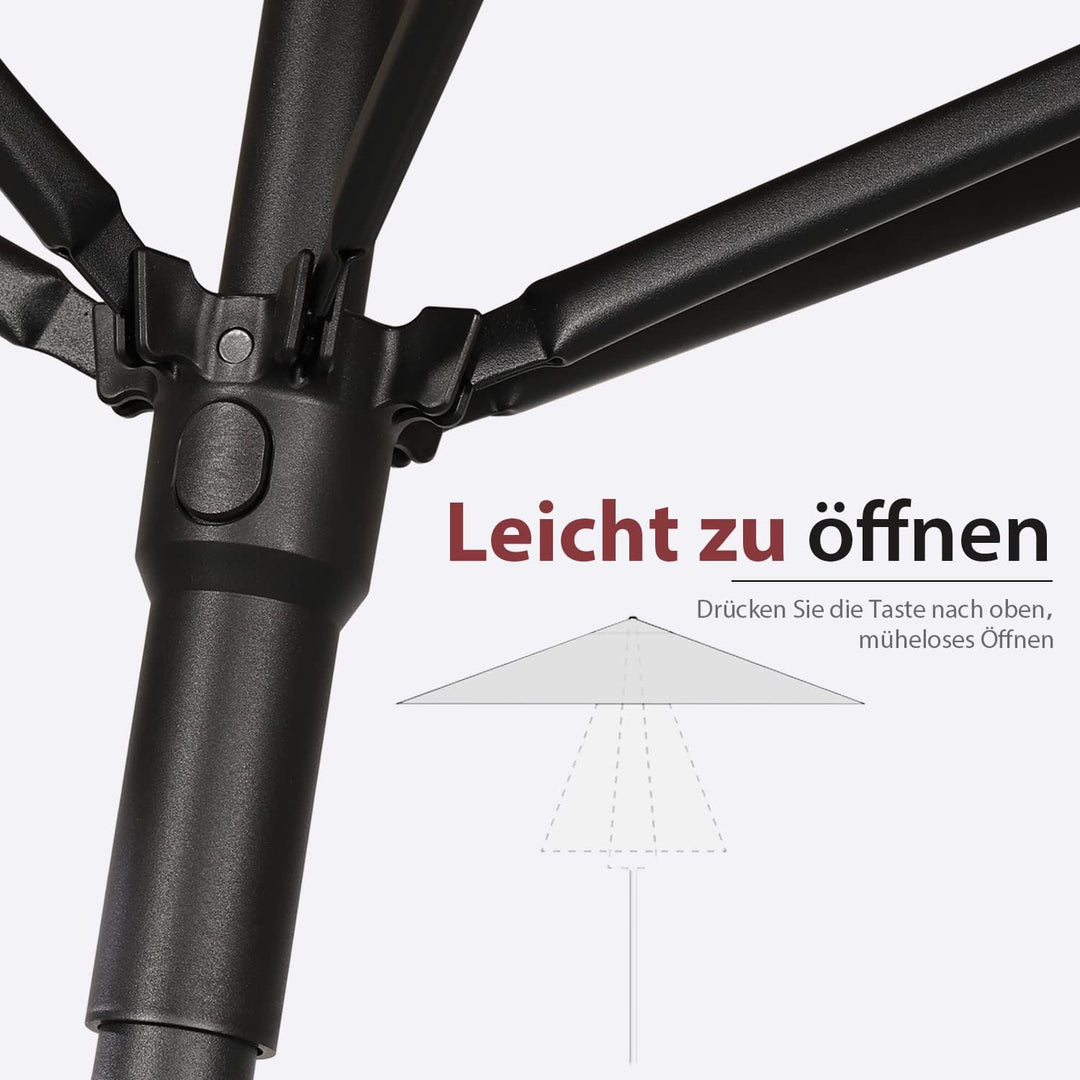 Sekey® 180cm Sonnenschirm | Gartenschirm für Terrasse,Balkon & Garten,Windfest Kippbar Creme UPF 50+