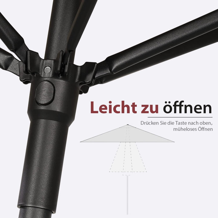 Sekey® 180cm Sonnenschirm | Gartenschirm für Terrasse,Balkon & Garten,Windfest Kippbar Creme UPF 50+