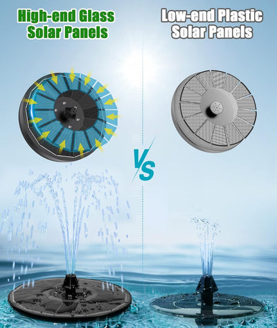 SZMP Solar Springbrunnen für aussen 100% Glas 2023 Upgraded,3.5W Solar Teichpumpe mit 8 Effekte Sola