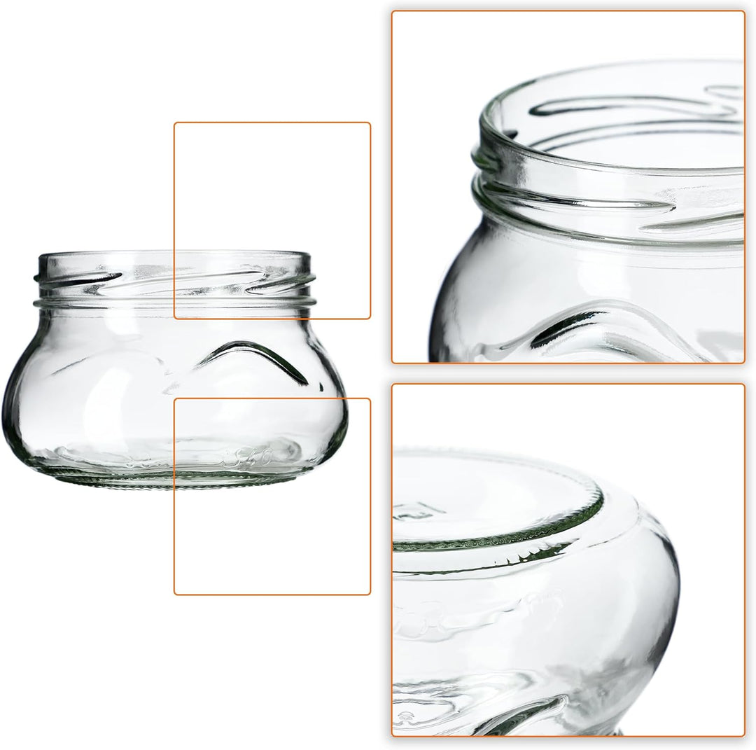 KADAX 10er Set Marmeladengläser 300ml TO82 Blumen, Einmachgläser Vorratsgläser Mason Jar mit Schraub