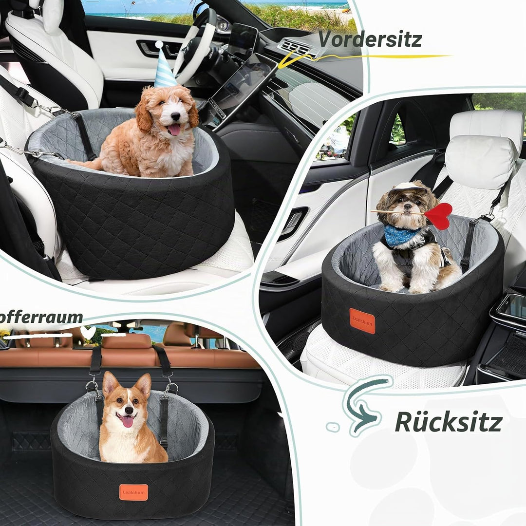 Hunde-Autositz, bequemer Haustier-Autositz mit Sicherheitsleinen zum Anklippen, waschbares Reise-Aut